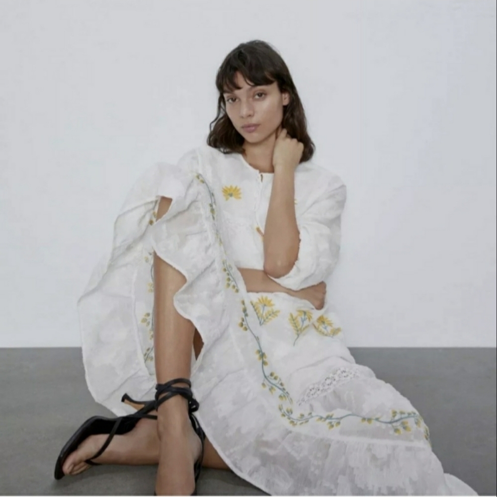Zara Canary Island embroidered maxi dress - Picture 2 of 16